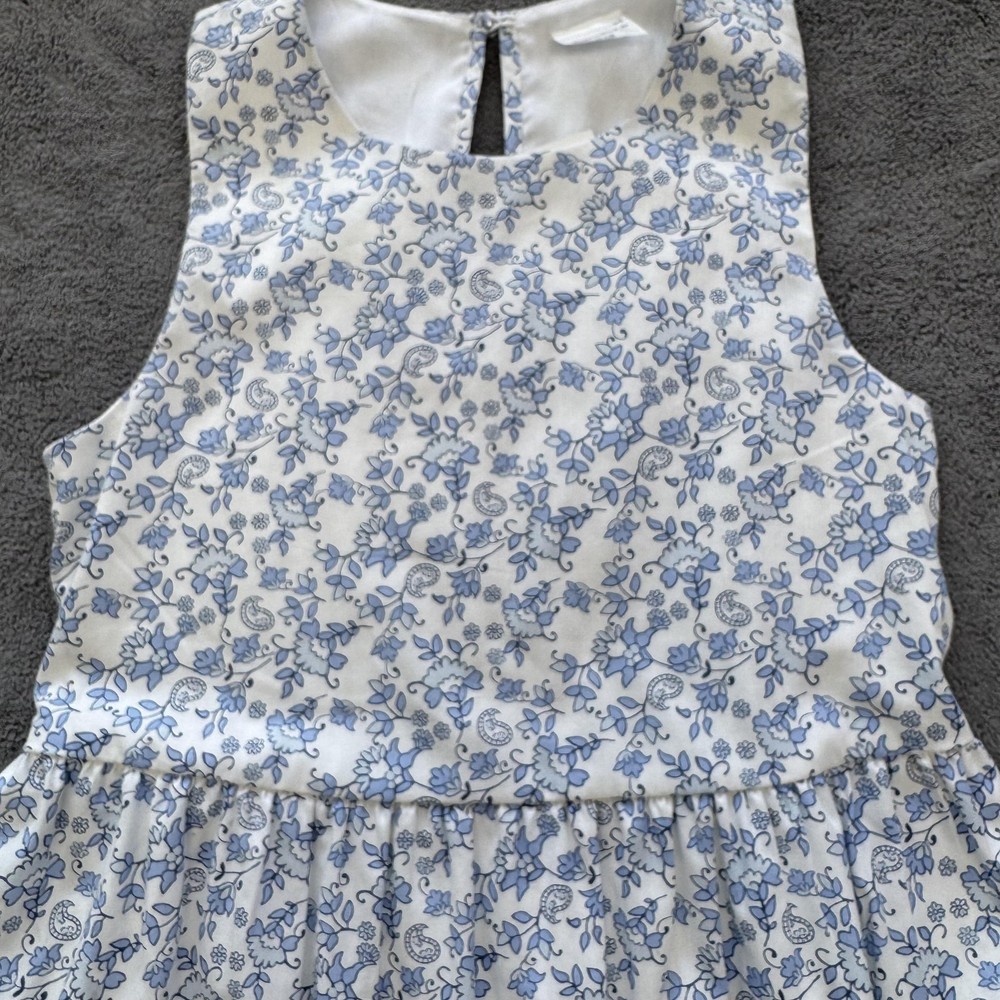 Abercrombie Kids Maxi Dress Girls 11-12 White Floral Poplin Sleeveless Ruffle