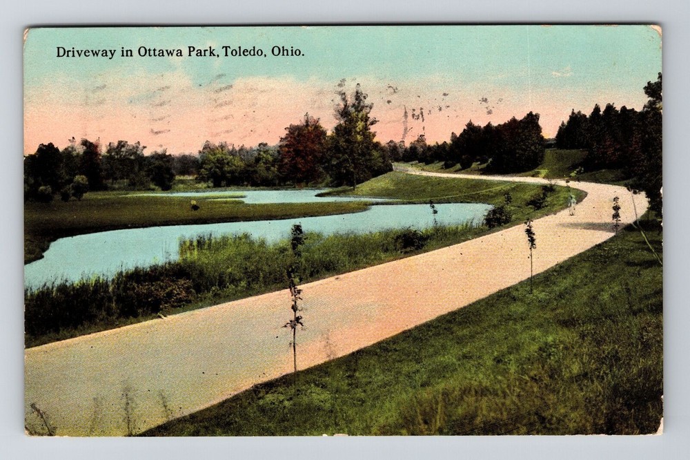 Toledo OH-Ohio, Driveway in Ottawa Park, Vintage Postcard