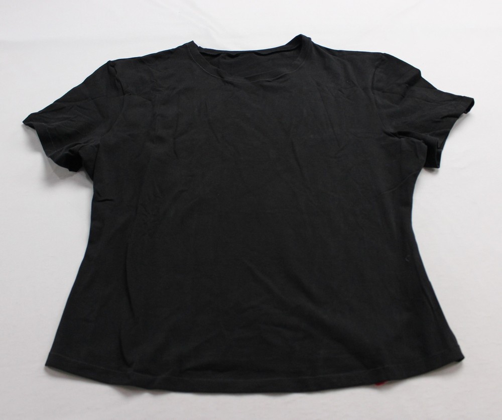 Pumiey Women's S/S Basic Solid Crop Slim Fit T-Shirt AN3 Black Size 2XL NWT
