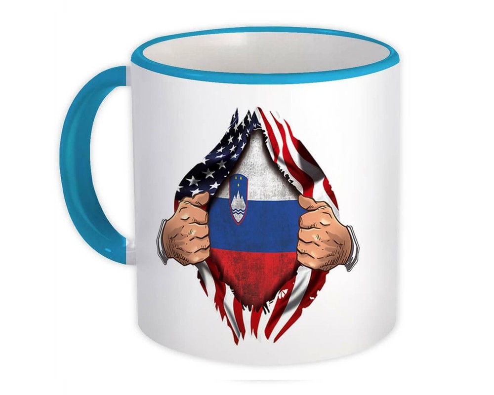 Gift Mug : Slovenia Flag USA American Chest Slovenian Expat Country