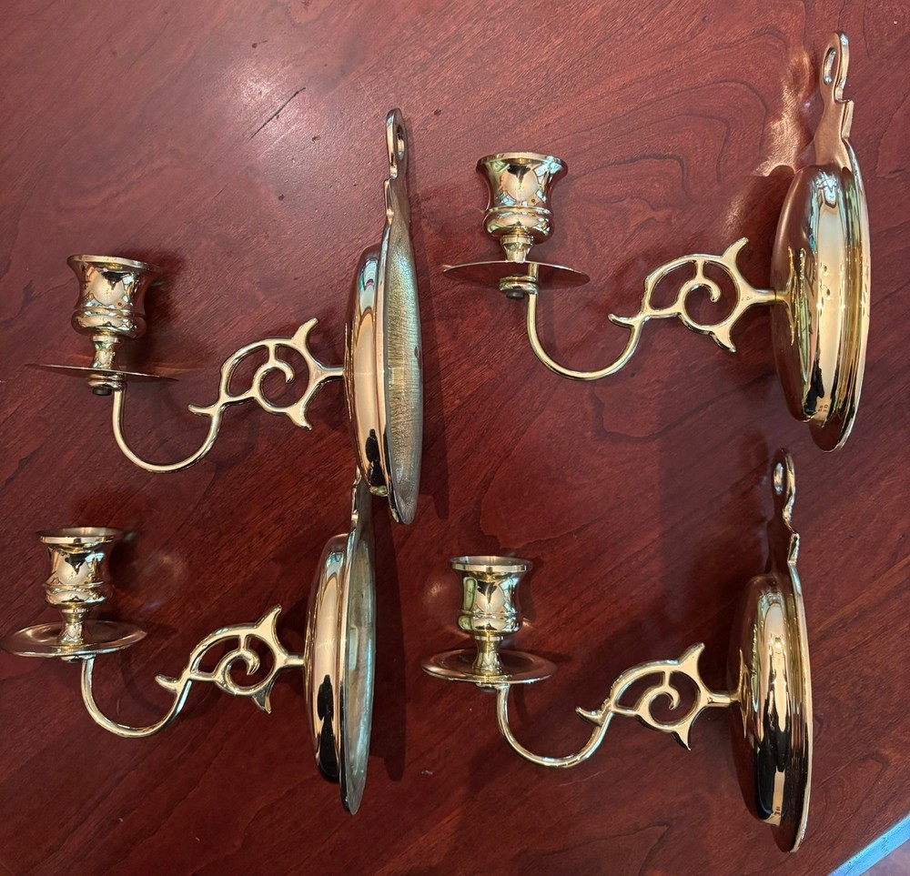 One pair of brass wall candle sconces vintage