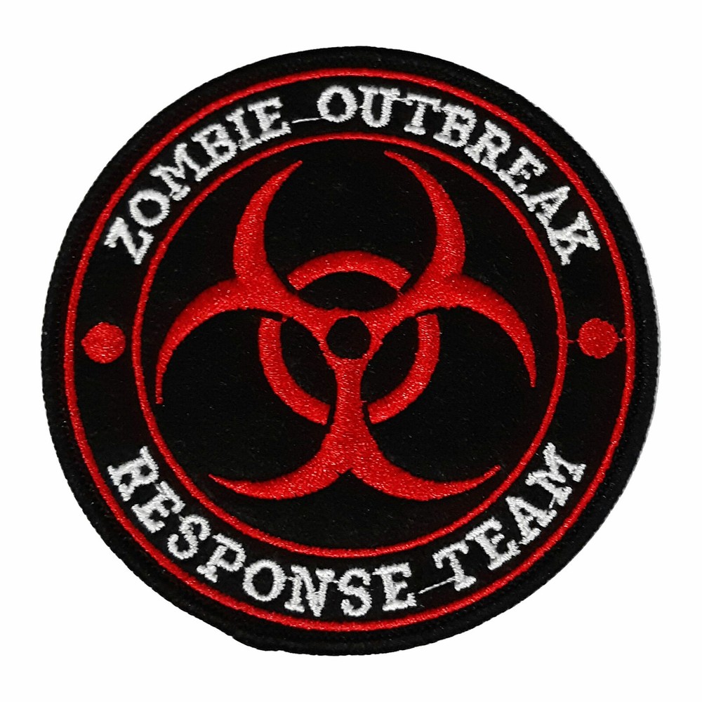 BIOHAZARD SYMBOL embroidered iron-on PATCH BLACK WARNING LOGO ZOMBIE APOCALYPSE