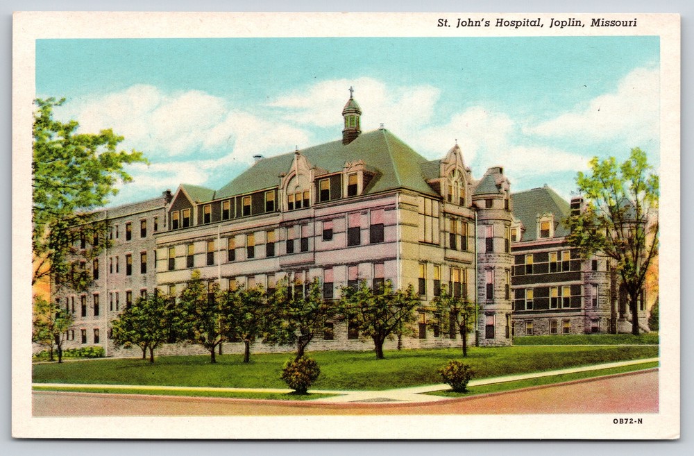 Joplin Missouri~St Johns Hospital Street Corner View~Vintage Postcard