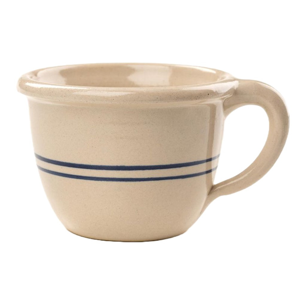 Martinez Pottery Soup Cereal Bowl, Large Handmade Heritage Blue Stripe Stoneware