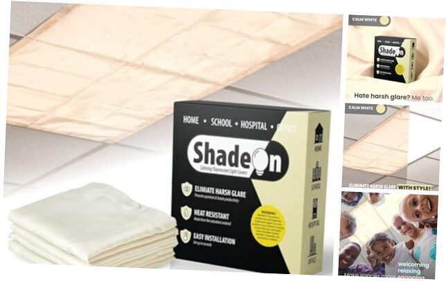 ShadeOn Fluorescent Light Covers for Ceiling Lights (4-Pack) - 2x4 ft Magnetic