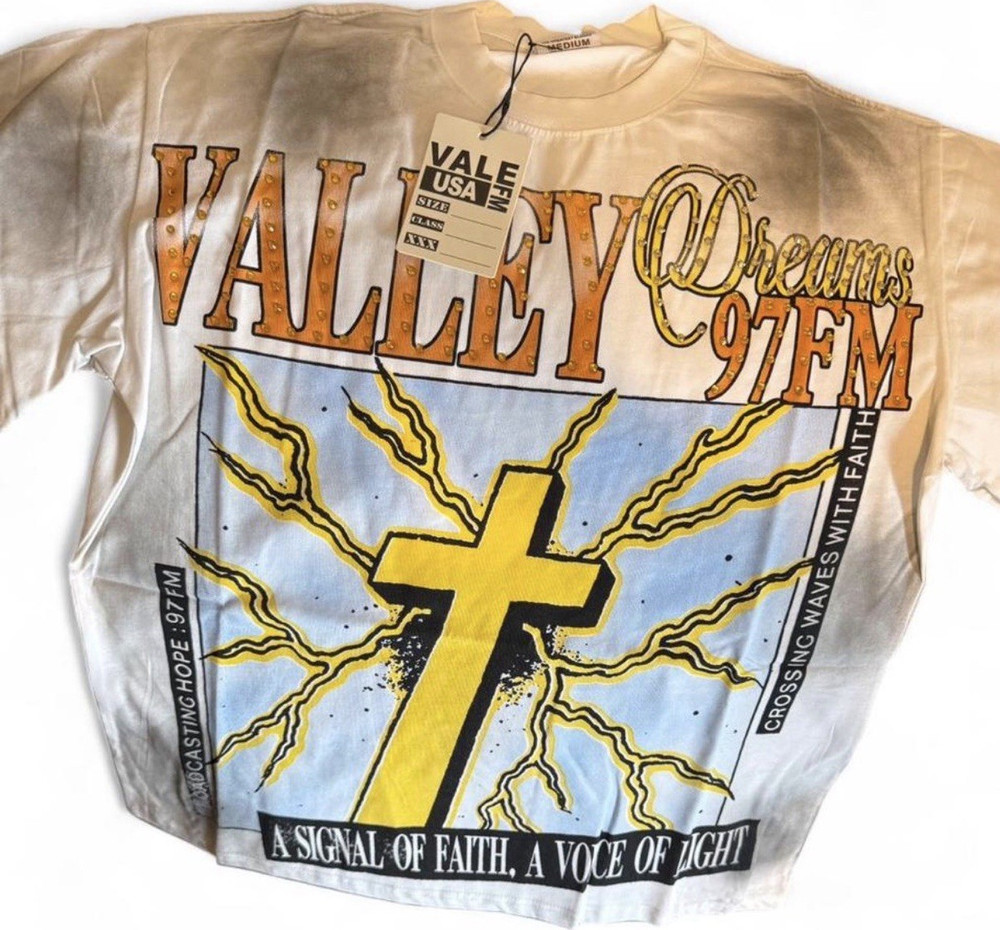 VALE USA Men's Valley Dreams Graphic Tie Dye Religious Cotton T-Shirt White M