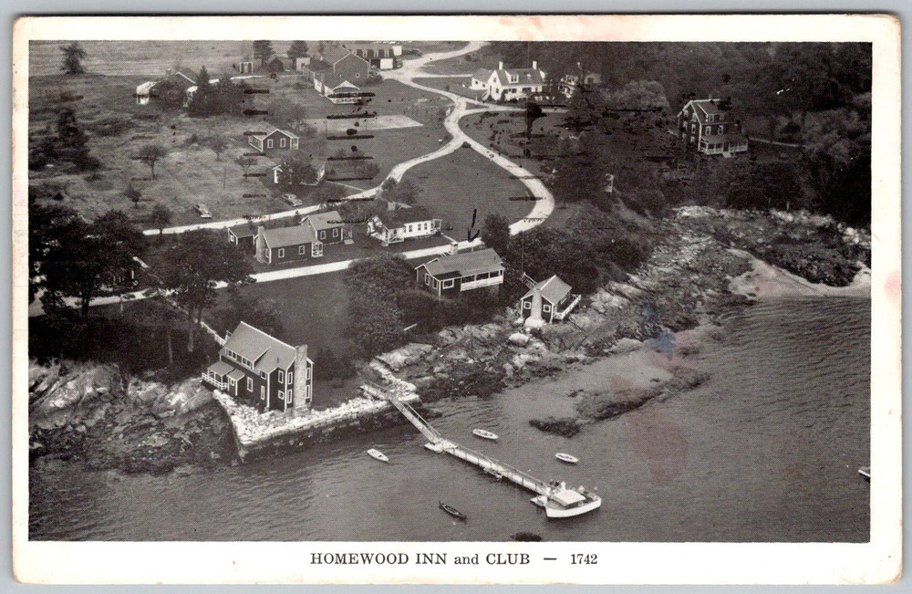 Vtg Postcard Homewood Inn and Club Yarmouth, Maine 1950s