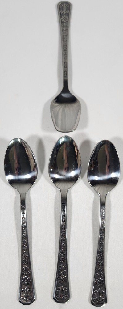4 Pc Interpur Florenz Flatware Sugar/Teaspoons Fleur de lis Korea Replacements