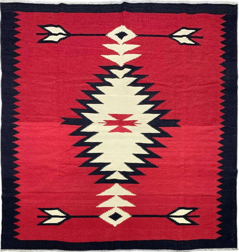 Handwoven Wool Kilim Dhurrie Rug Color Multicolor Design Handmade Carpet Rug
