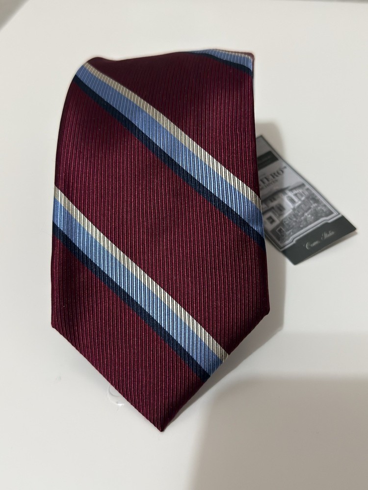 Daniel Cremieux Mantero Archive Collection In Red Stripes , Italy Silk Tie