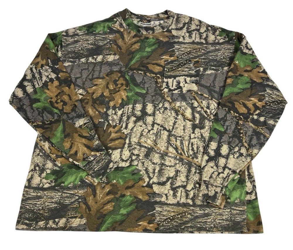 Vintage Jerzees Outdoors Long Sleeve Shirt Mens XL Real Tree Camo Trebarx Skate