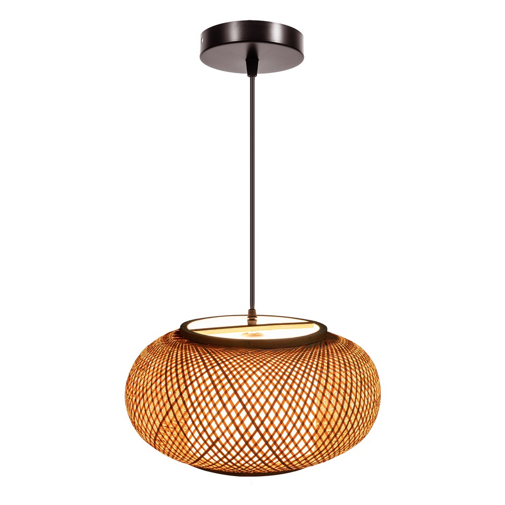 Ceiling Hanging Lamp Bamboo Wicker Vintage Rattan Lantern Pendant Light Fixture