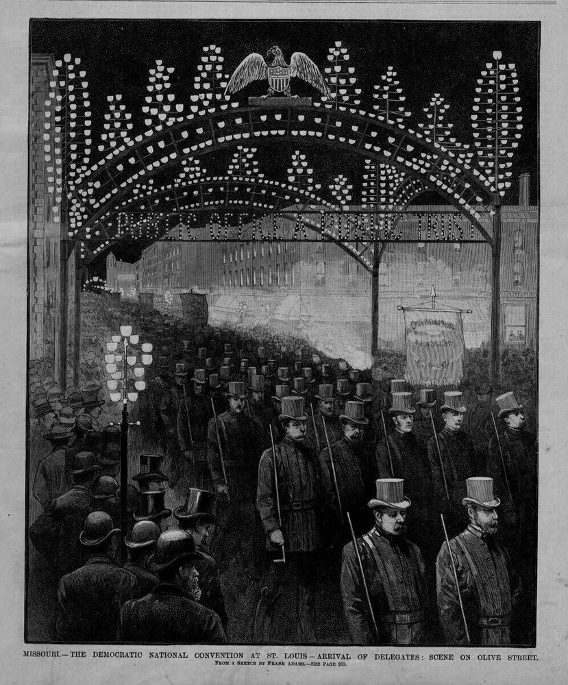 DEMOCRATIC NATIONAL CONVENTION AT ST. LOUIS ARRIVAL OF DELEGATES OLIVE STREET