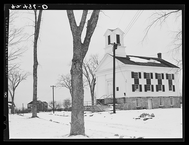 Photo:Ledyard Connecticut 1940 Church Town Hall Snow Scene