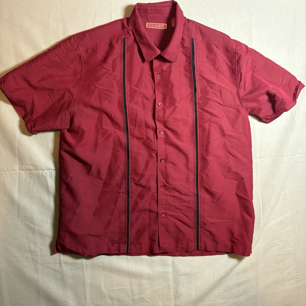 Havanera Shirt Mens XL Short Sleeve Button Up Cuban Embroidered Guayabera