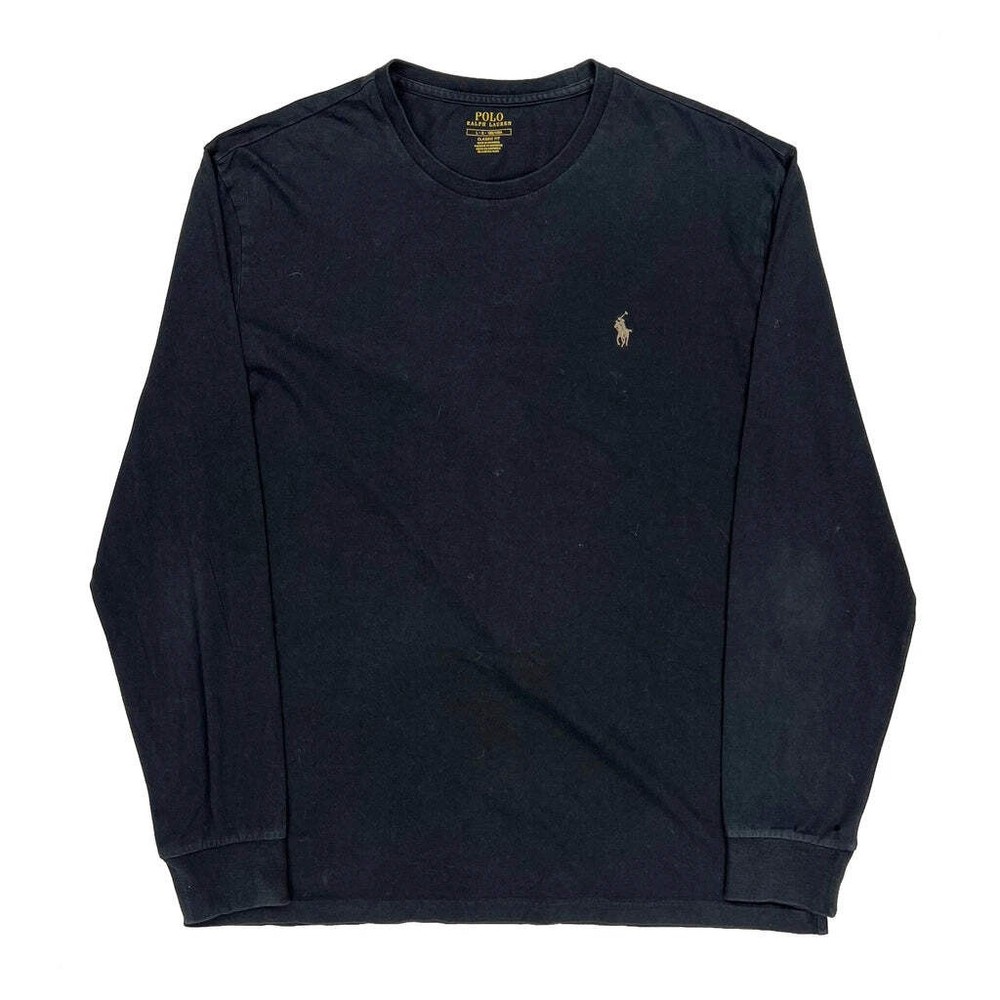 Classic Fit Polo By Ralph Lauren Long Sleeve T-Shirt - Large Black Cotton