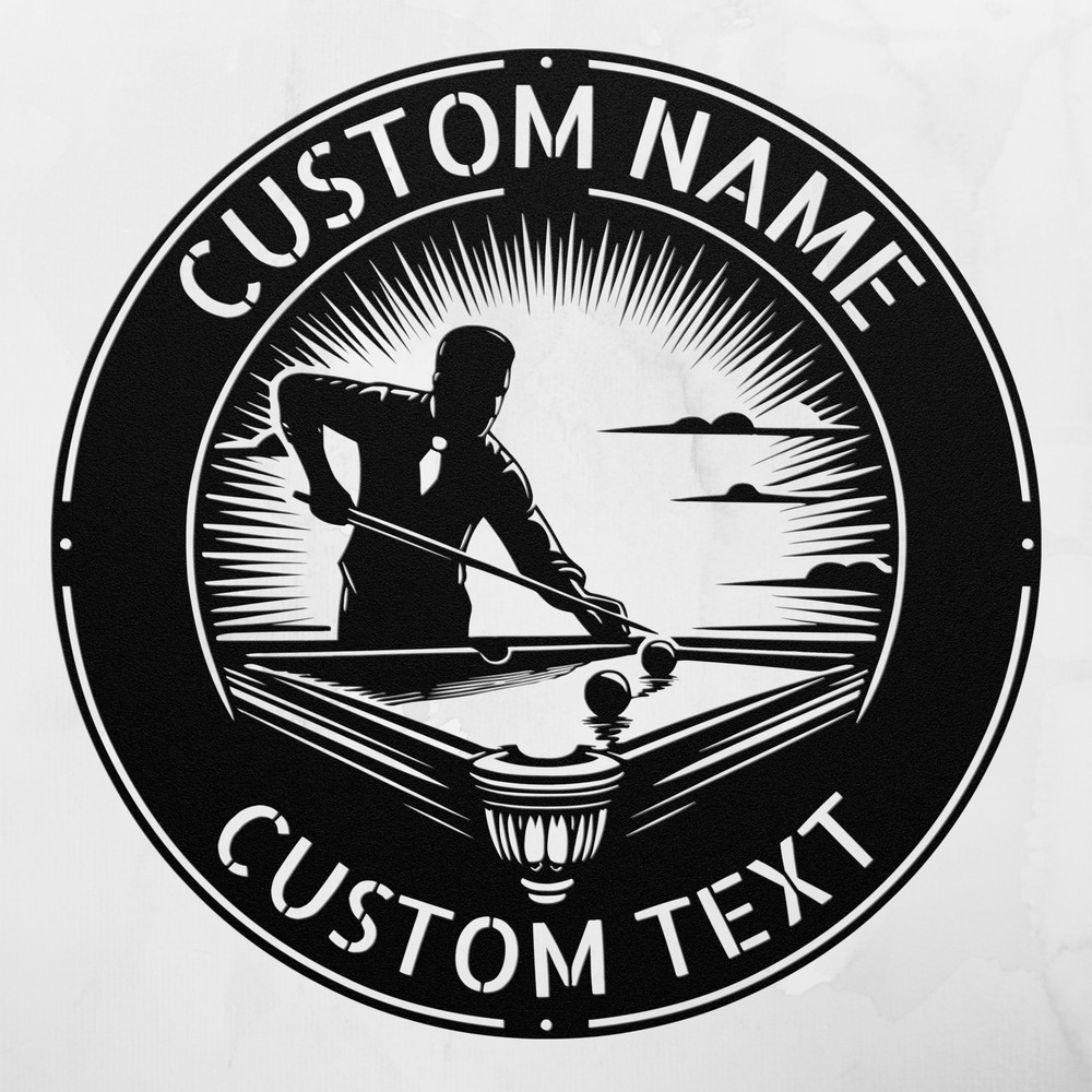 Custom Metal Pool Player Sign - Personalized Billiards Wall Art for Your Game Room