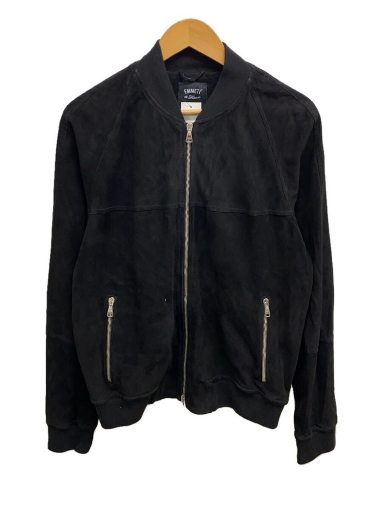 Emmeti Black Goat Leather Blouson Jacket Size 50 Plain 373