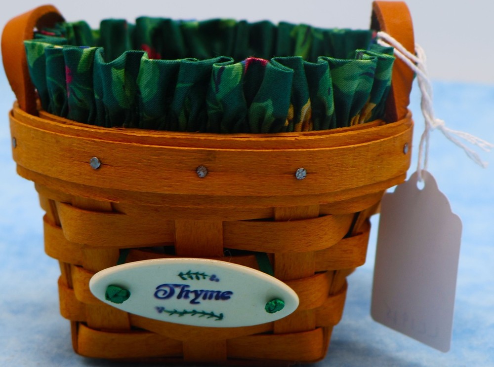 Longaberger 1995 Thyme Booking Basket Liner Protector Tie-On