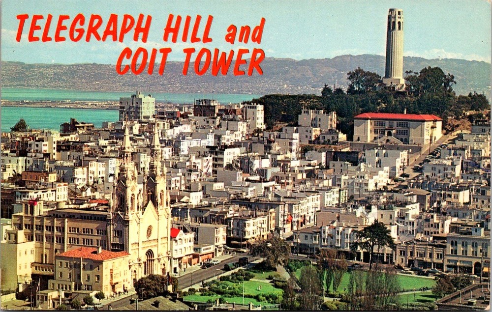Dr Jim Stamps Telegraph Hill and Coit Tower San Francisco Vintage Postcard
