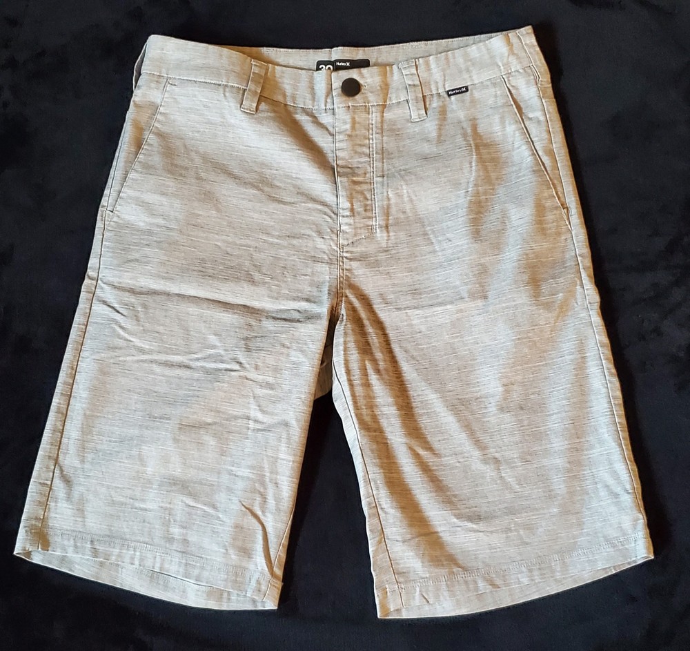 Hurley Men's Chino Shorts Beige Logo Pockets Button Flat Front