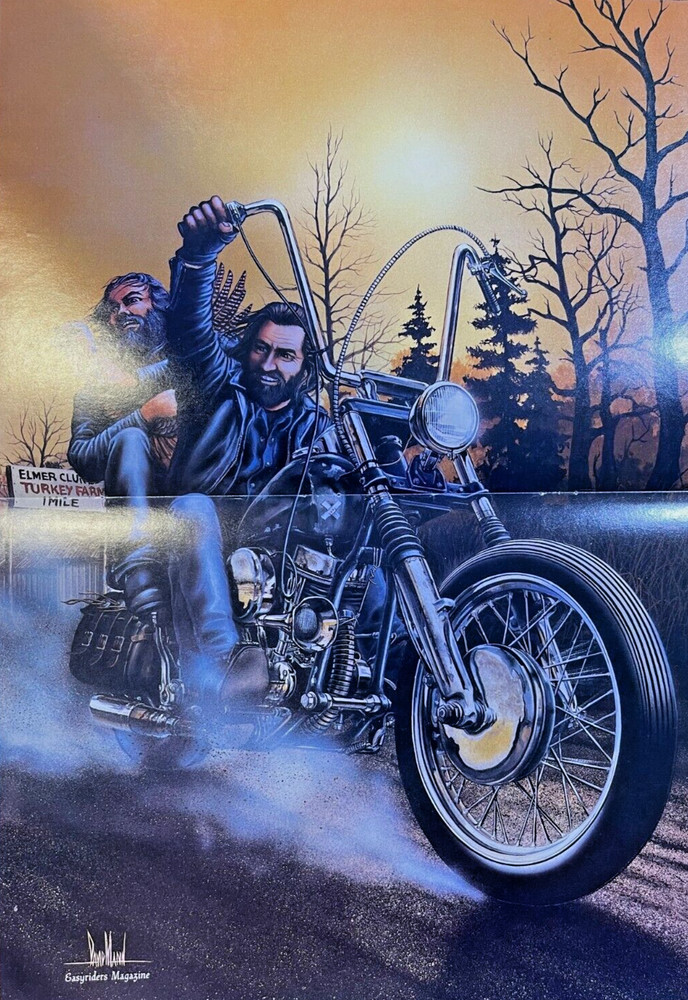 David Mann Poster Motorcycle Riders Stealing a Turkey At Thanksgiving