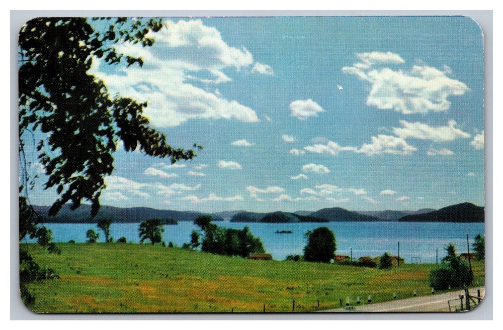 Bruce Mines Ontario Canada Fleecy Clouds Over Shimmering Waters Chrome Postcard