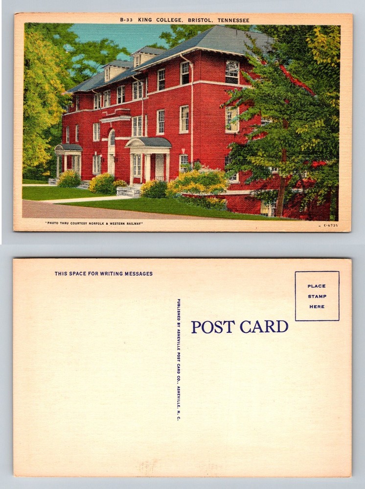 Bristol, TN-Tennessee, King College Red Brick Campus Scene Vintage Postcard