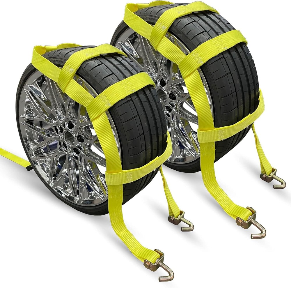 Adjustable Wheel Net Tow Dolly Straps with Swivel J Hooks 2 Pack  