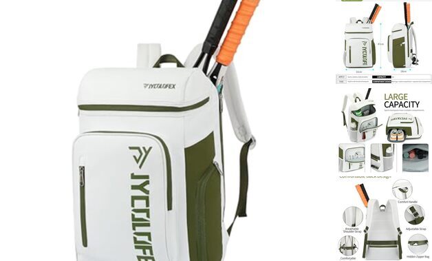 tennis bag, tennis backpack, can accommodate 2 rackets, with shoe D-green-image
