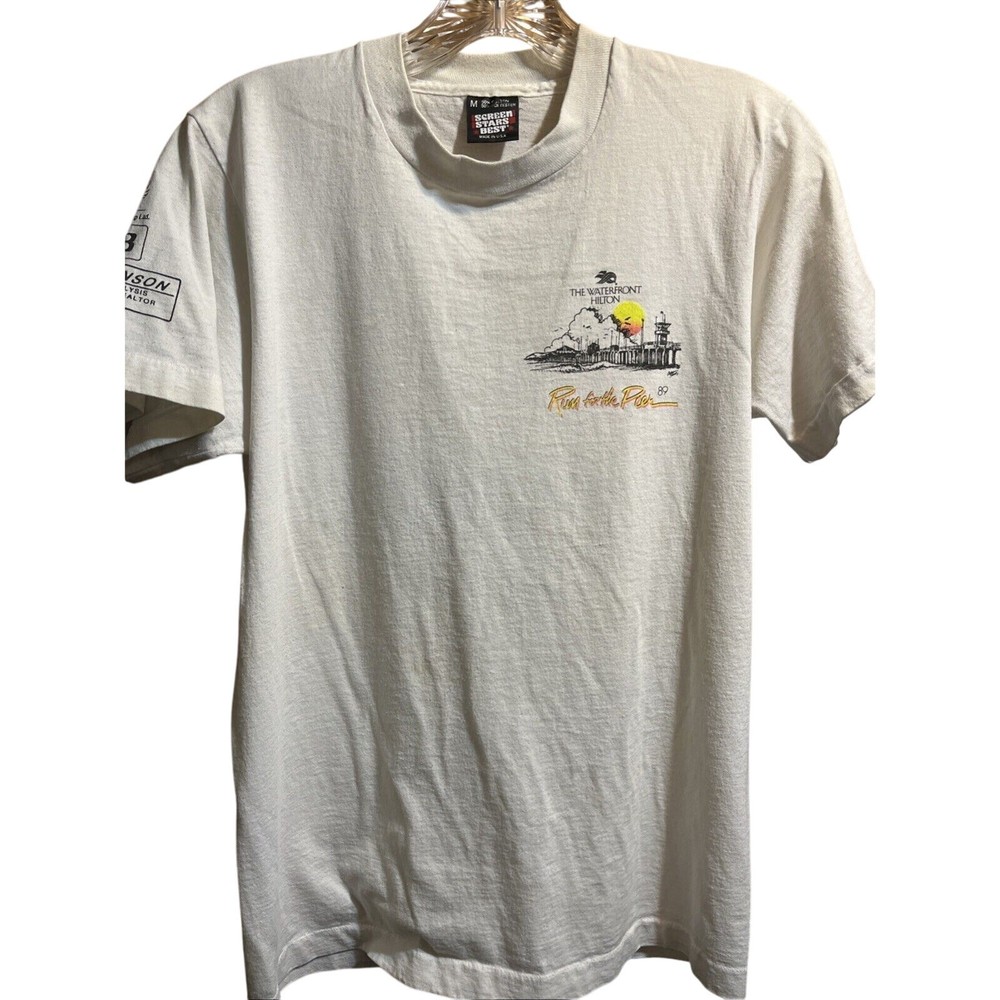 Vintage 80s Run For The Pier 1989 Huntington Beach Single Stitch T-Shirt Medium