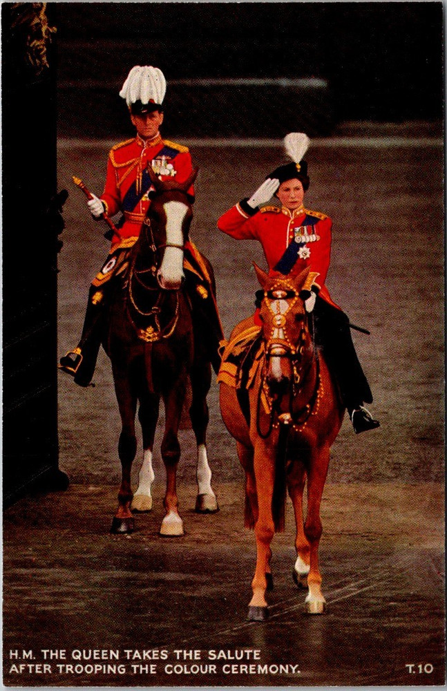 Valentine’s “Valesque” Postcard – Queen Elizabeth II Trooping the Colour, London