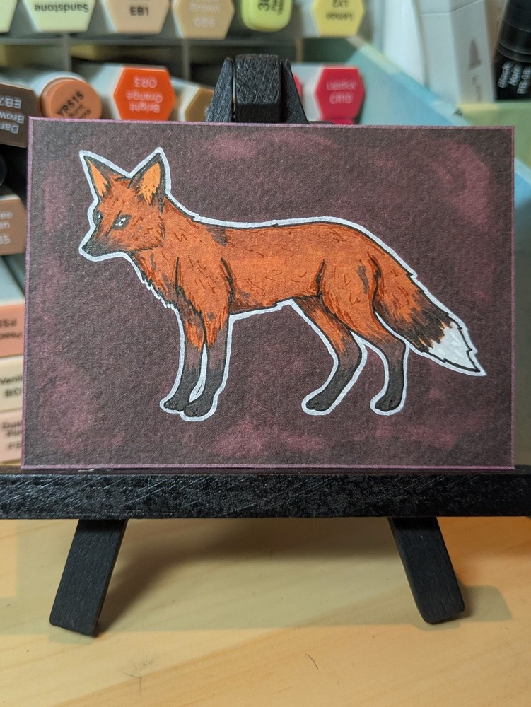 ACEO Original Art Card - Wild Red Fox - 2.5in x 3.5in
