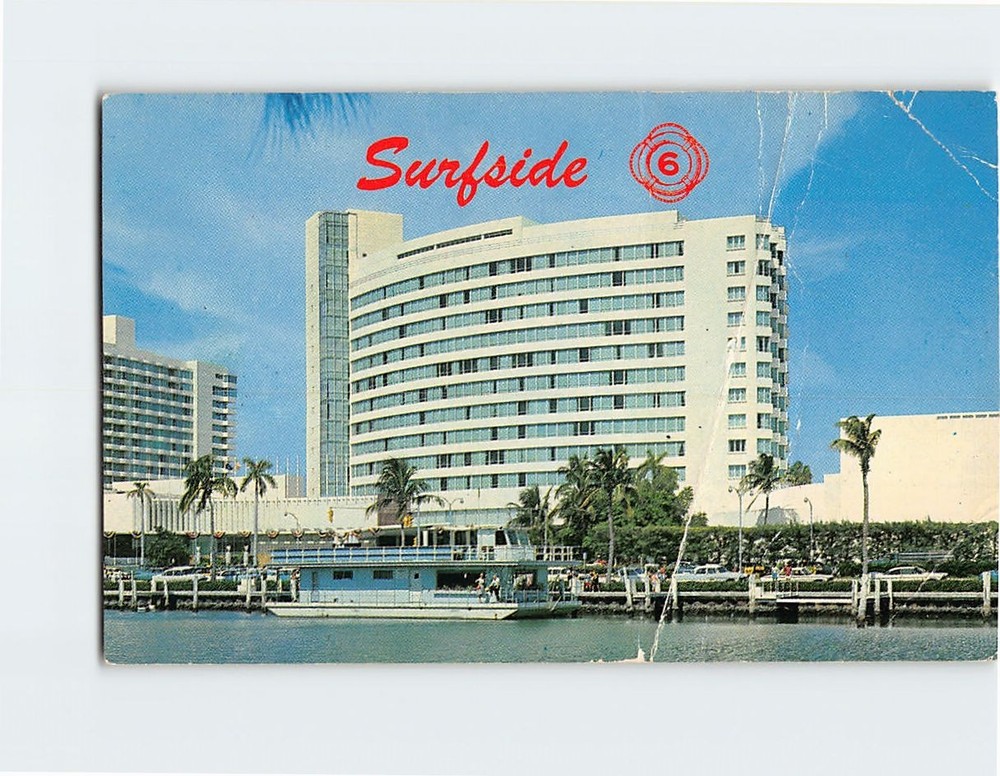 Postcard Surfside 6 with Fontainebleau Hotel Miami Beach Florida USA