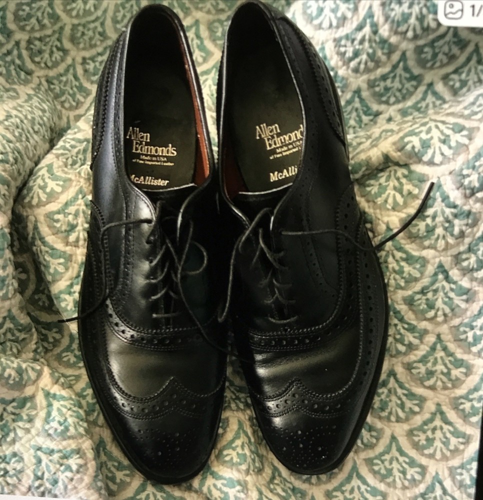 Men’s Allen Edmonds Mcgregor Black Wingtip Shoes 9.5 E EXCELLENT CONDITION