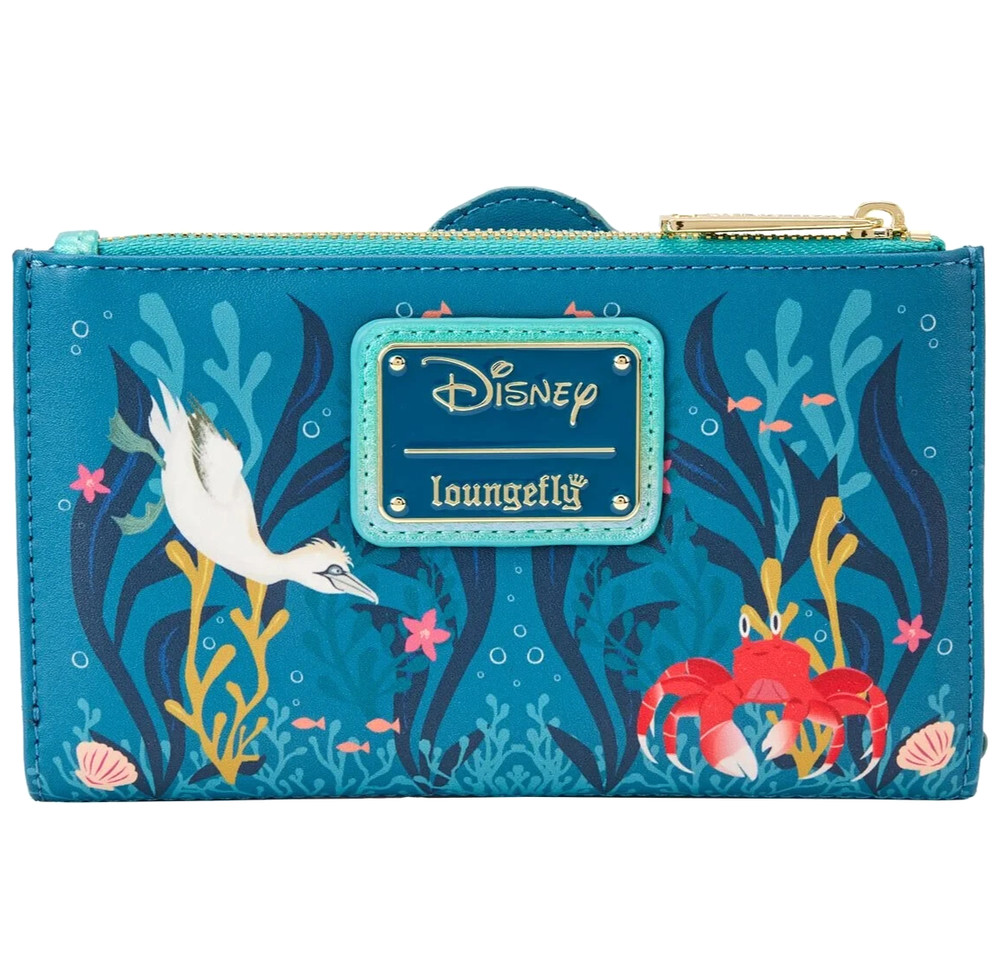 ✤ New LOUNGEFLY Disney Wallet LITTLE MERMAID Ariel Under The Sea Crab Seagull