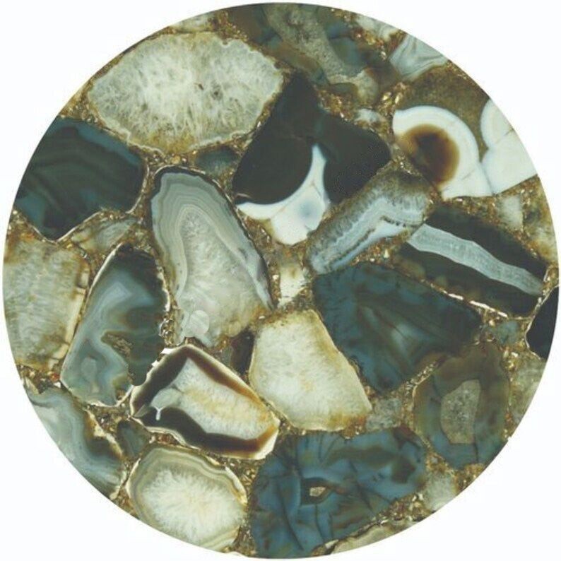 15x15 Inch Natural Wild Agate Side Table for Indoor Outdoor Decor