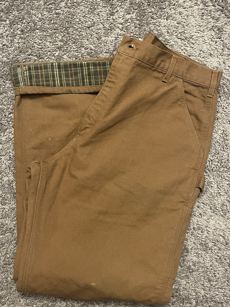 Carhartt B111 Carpenter Dungaree Flannel Lined Pants Jeans Mens 38”x34” USA Made