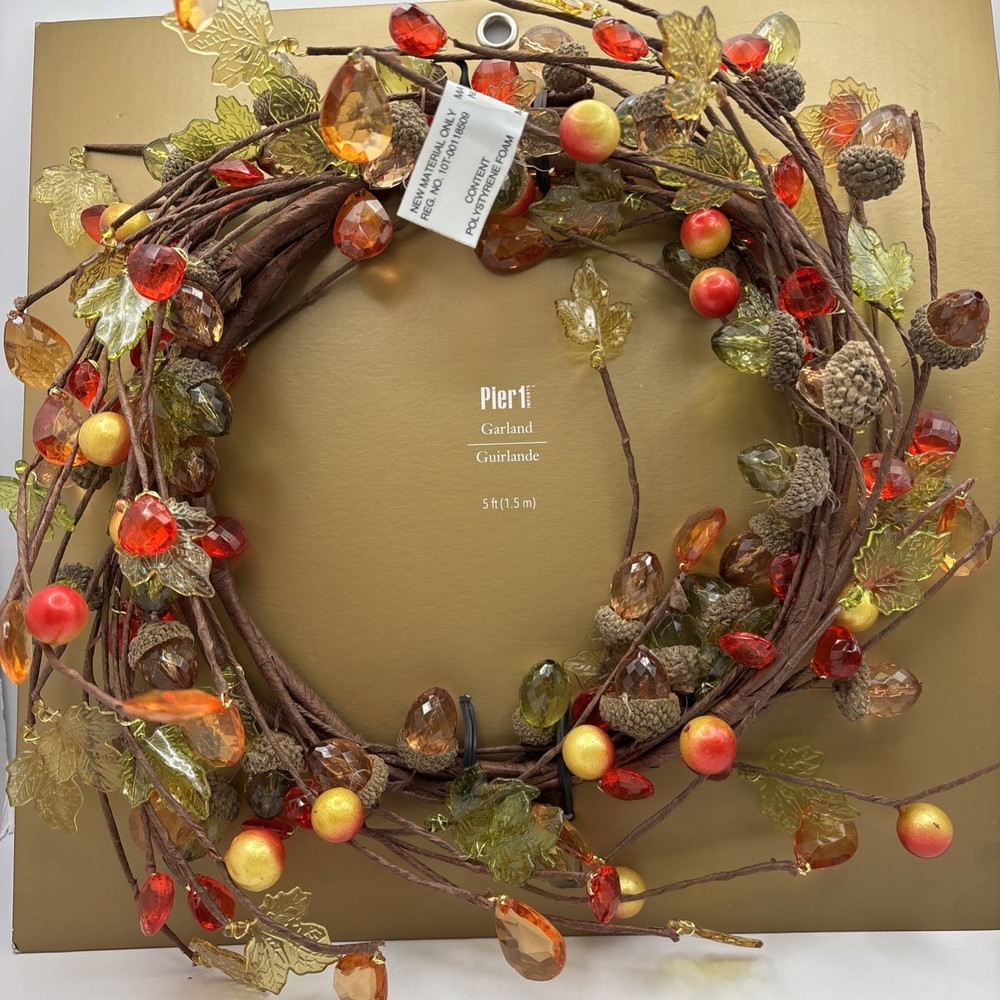 Pier 1 Autumn Garland with Acorns Berries and Foliage