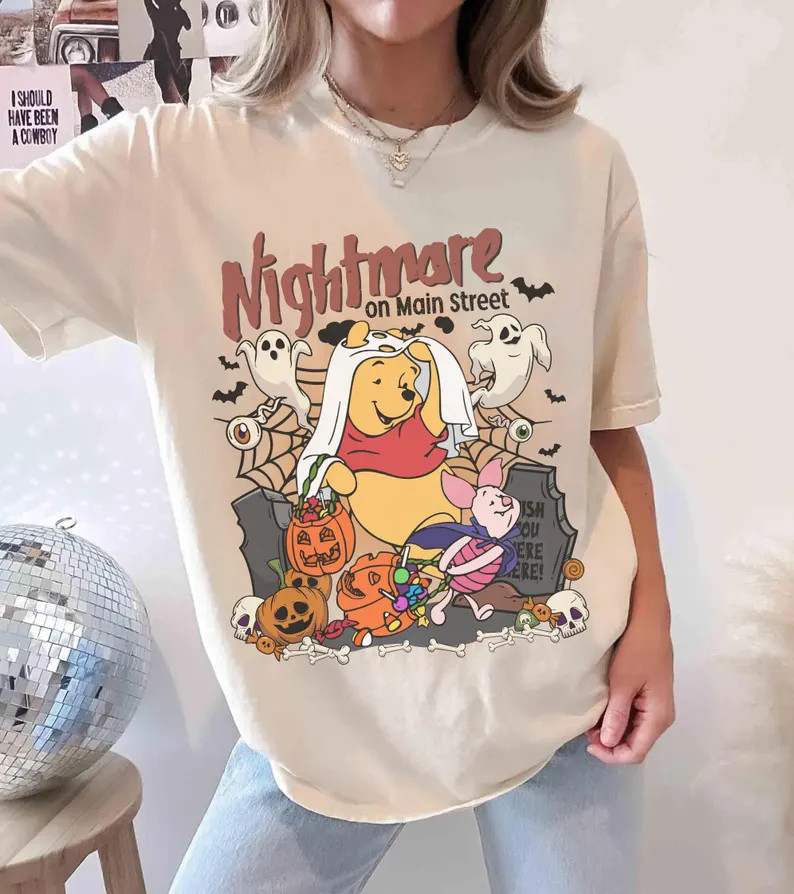 Disney Pooh Nightmare On Main Street Halloween T-shirt Unisex1