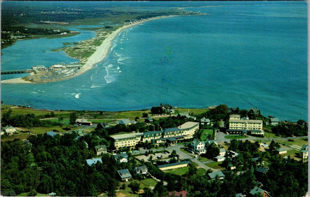 Aerial View Ogunquit Maine Lookout Club Beachmere Inn Coastal Color Postcard