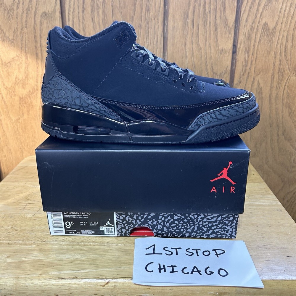 Air Jordan 3 Retro Black Cat 2025 CT8532-001 Men’s Size 9.5 NEW Authentic