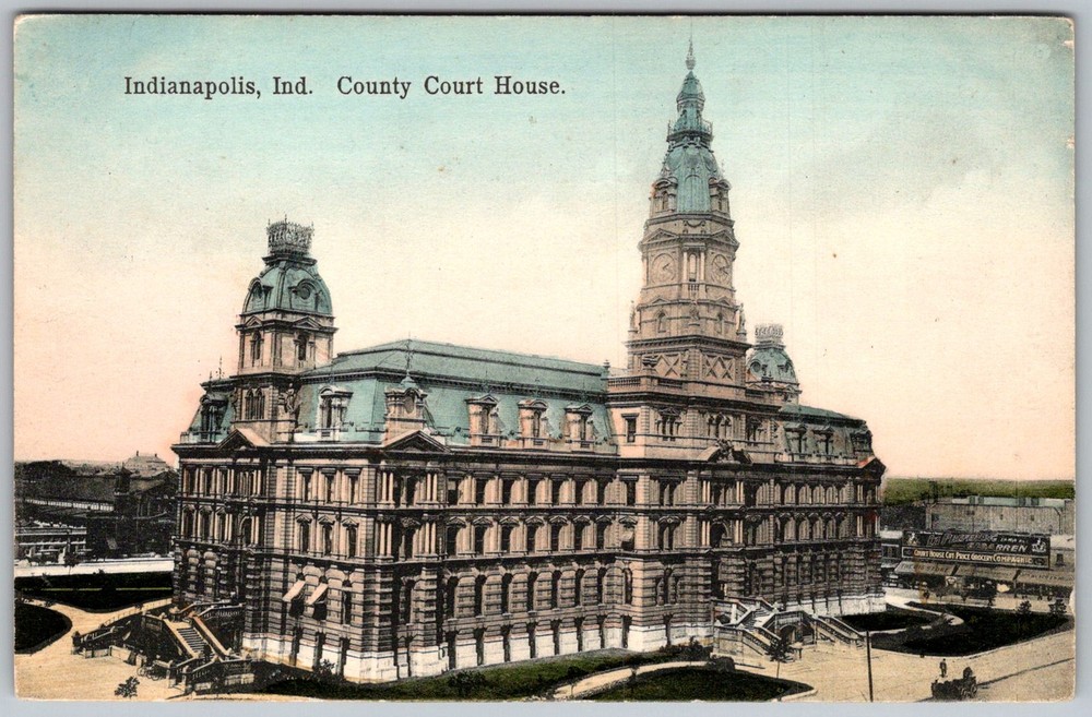 Antique Postcard County Court House Indianapolis, 1900s