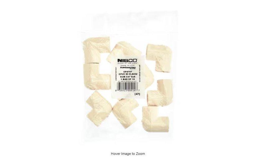 NIBCO 3/4 in. CPVC-CTS 90-Degree Slip x Slip Elbow Fitting (9-Pack) .