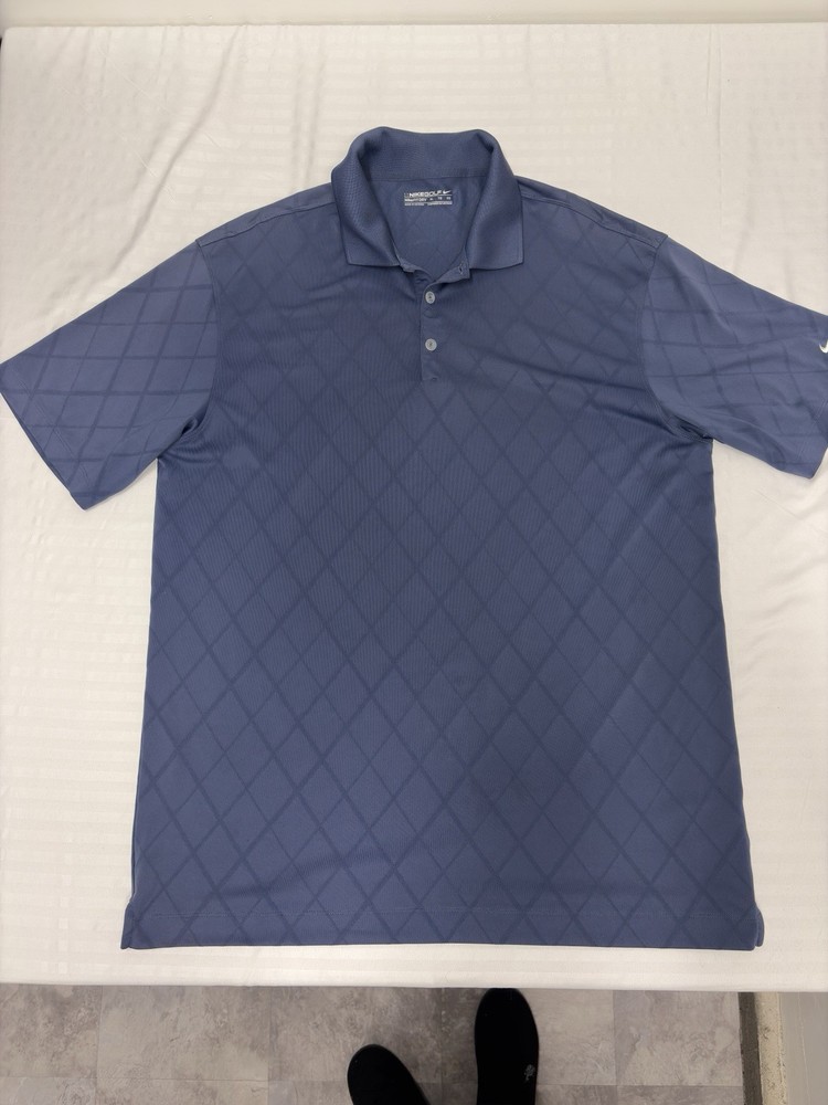 Nike Golf Polo Shirt Men's Size XL Short Sleeve Blue Diamond AOP Dri Fit