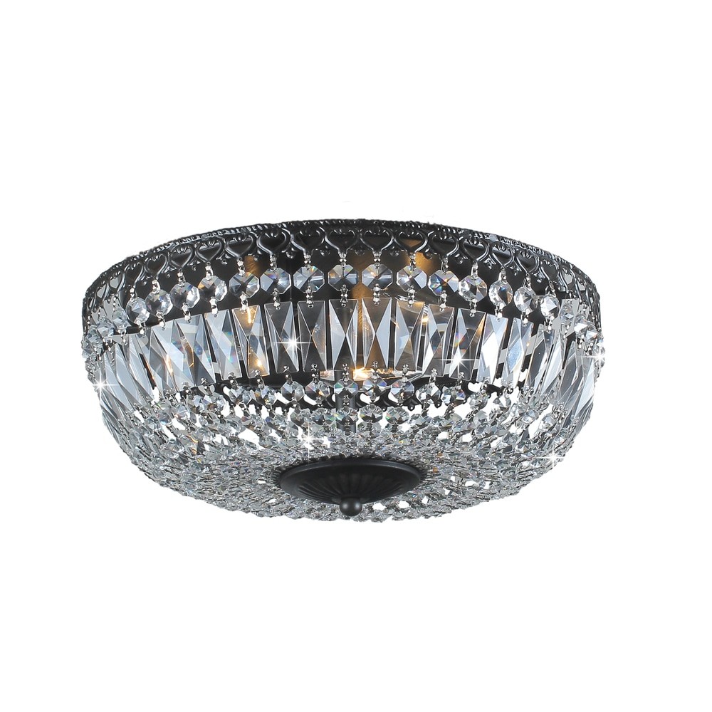 Antique Black Crystal Flush Mount Ceiling Light by Silver Orchid 14 Inch
