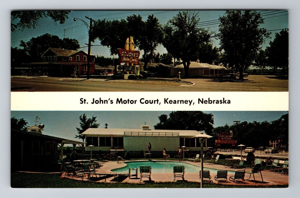 Kearney NE-Nebraska, St John's Motor Court, Antique, Vintage Souvenir Postcard