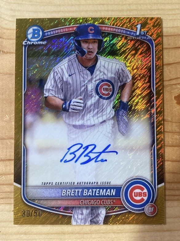 2025 Bowman Chrome Brett Bateman 1st Auto Gold Shimmer Refractor /50 Cubs