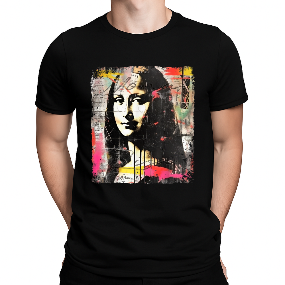 Abstract Graffiti Art Leonardo Da Vinci Art Mona Lisa T-Shirt-image