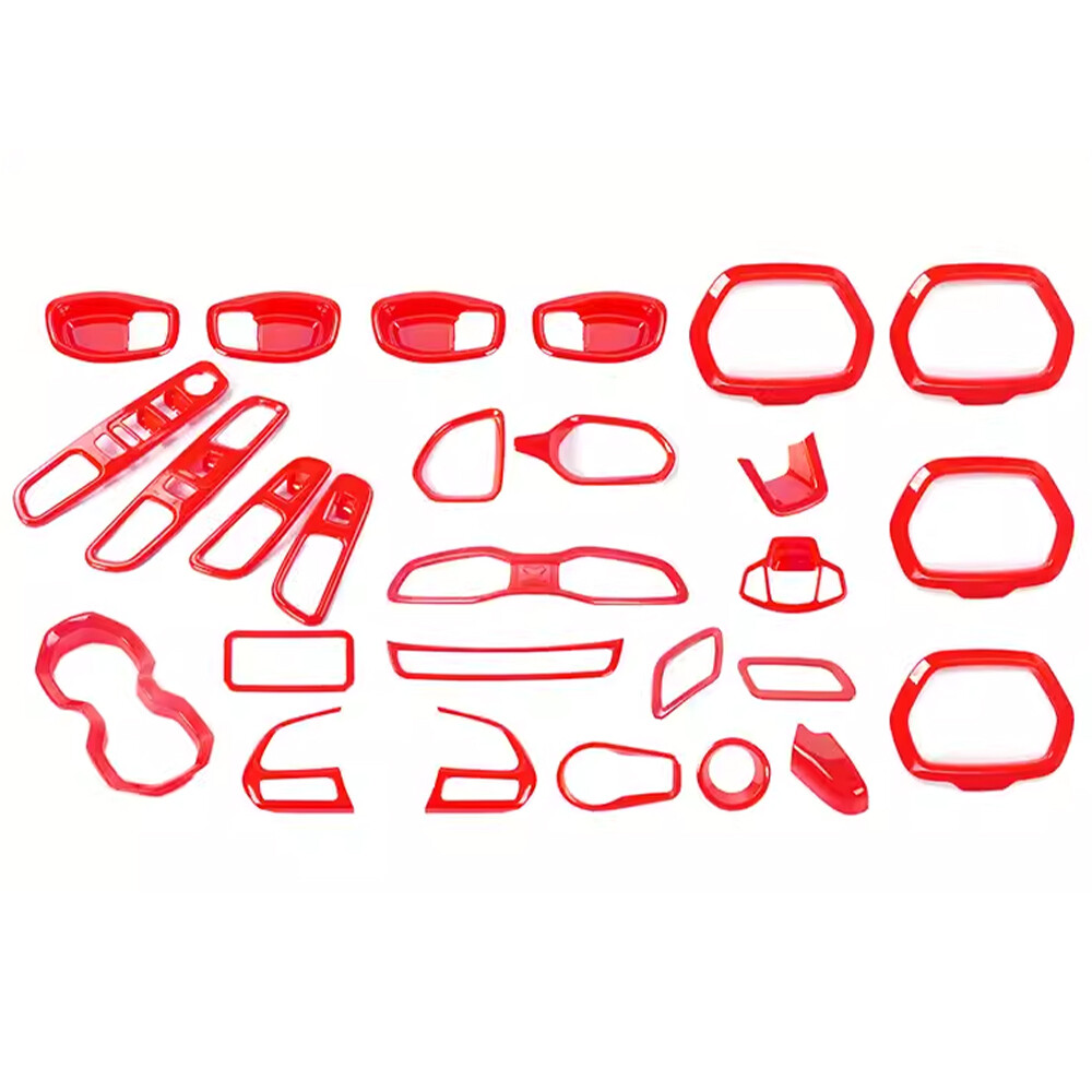 Interior Full Set Decoration Cover Trim For Jeep Renegade 2016-2018 Bright Red